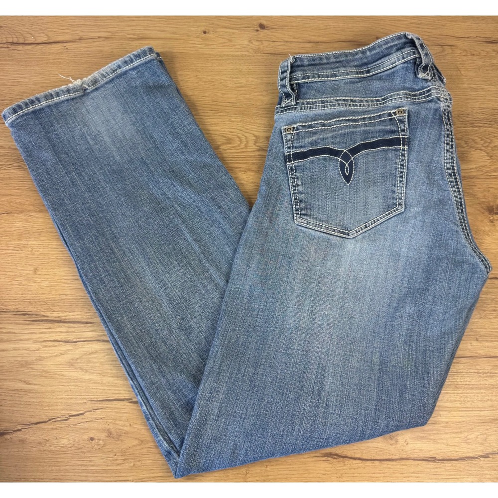 Stetson Jeans Women 12 Regular Blue Medium Wash Western Contrast Stitch Straight